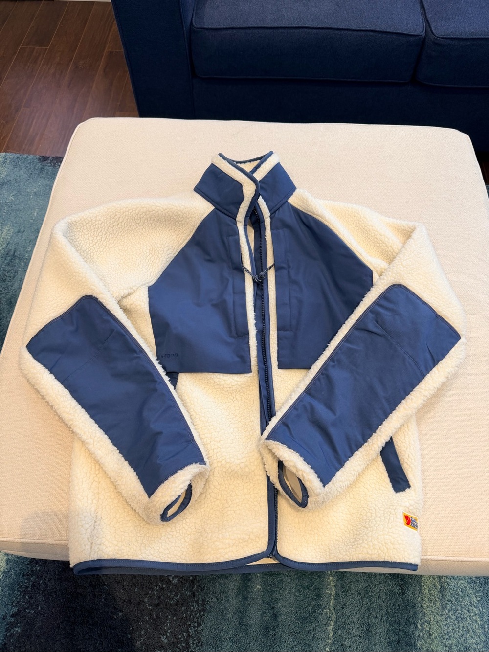 Fjällräven Vardag Pile Jacket, Size Medium, Chalk White / Indigo Blue